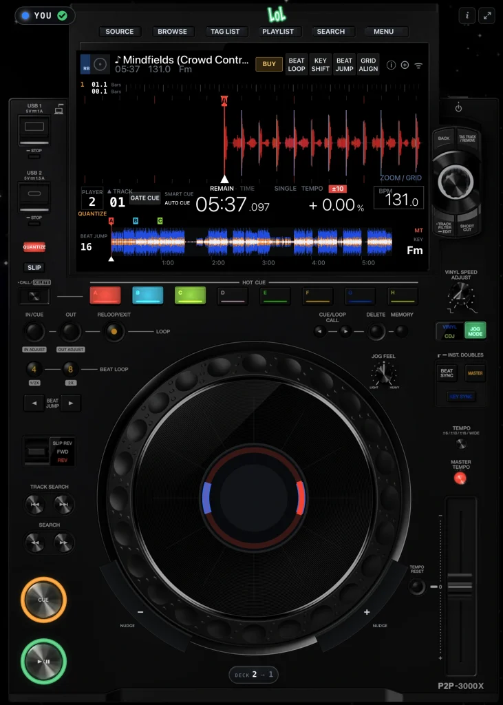 B2B Studio virtual DJ decks and mixer for real-time online back-to-back DJ sets